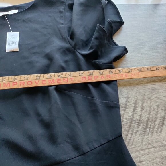 LOFT Women's Black Dress Size 22 Plus Size Flutter Sleeves Ruffle‎ LBD New - Picture 6 of 9